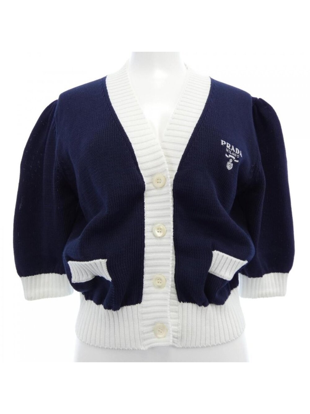 Prada Cropped Semi Raglan Shoulder Cardigan